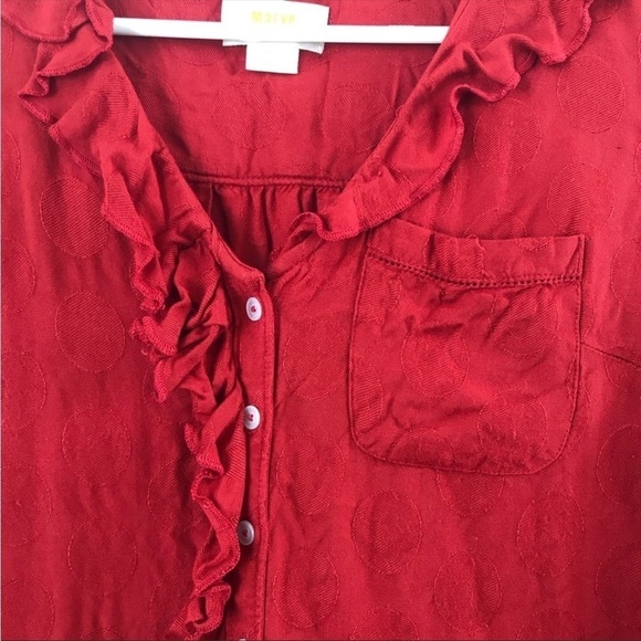 Anthropologie Jojo red ruffle button down blouse top - Picture 6 of 7